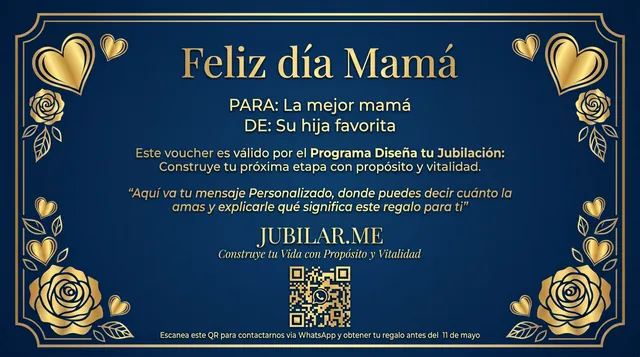 Ejemplo de gift card virtual personalizada de Jubilar.me